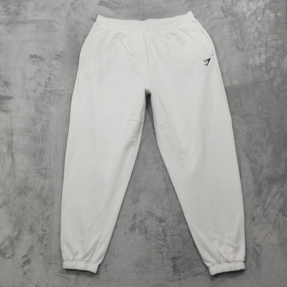 Gymshark Pants Womens XL White Training Fleece Jogger Elastic Waist Pockets Gym